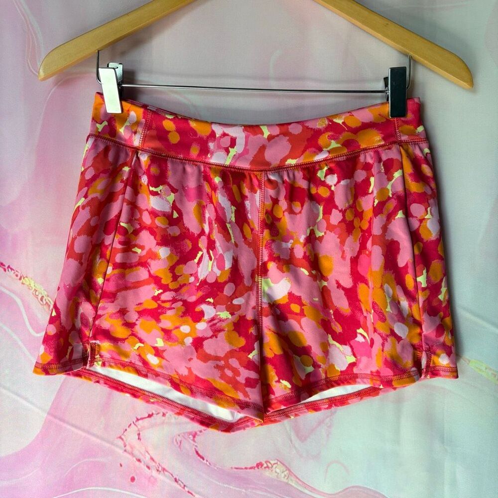 Zella Girls XL 14/16 Pink Orange Watercolor Athletic Running Shorts Artsy Preppy